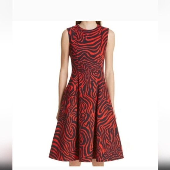 Calvin Klein Raf Simons 205W39NYC Red Zebra Denim Printed Dress, Size 6 - Picture 1 of 11